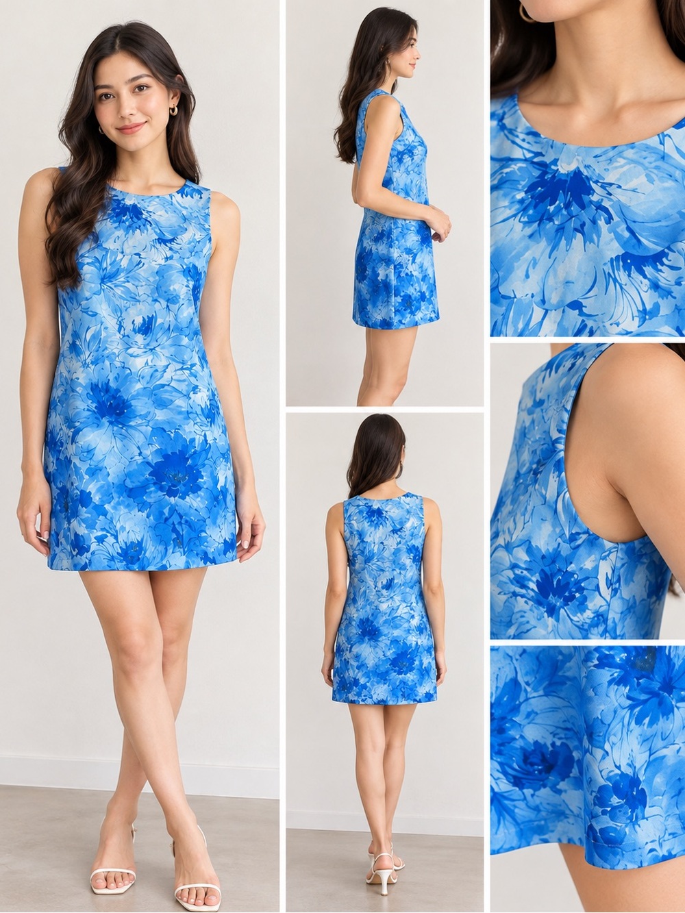Eliza J Sleeveless Blue Floral Shift Dress – Size 6 | NWT